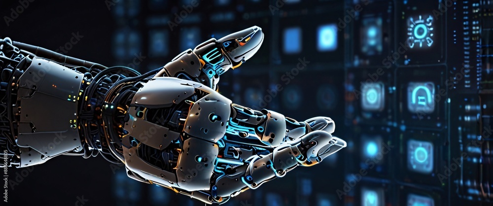 Aufkleber artificial intelligence futuristic innovation robot connection intelligence learning science cyber f