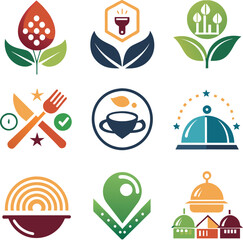 Vintage Organic various type symbols restaurant menu, Label emblem logo collections generated by Ai