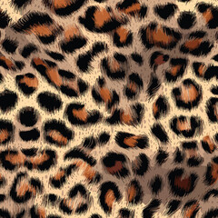 Leopard Skin Texture Pattern Vector. Seamless Animal Wildlife Skin Pattern. Leopard Fur Camouflage Background.