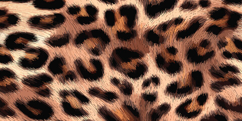 Leopard Skin Texture Pattern Vector. Seamless Animal Wildlife Skin Pattern. Leopard Fur Camouflage Background.