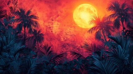 Naklejka premium The flag design of the Brazilian tropical landscape: the perfect combination of tropical plant elements and colorful patterns