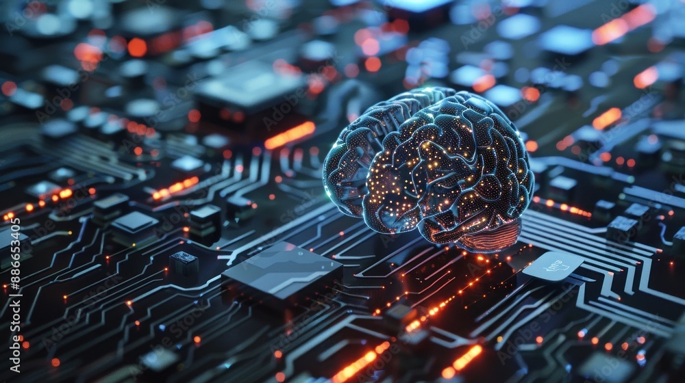 Poster advanced ai machine learning concept brain
