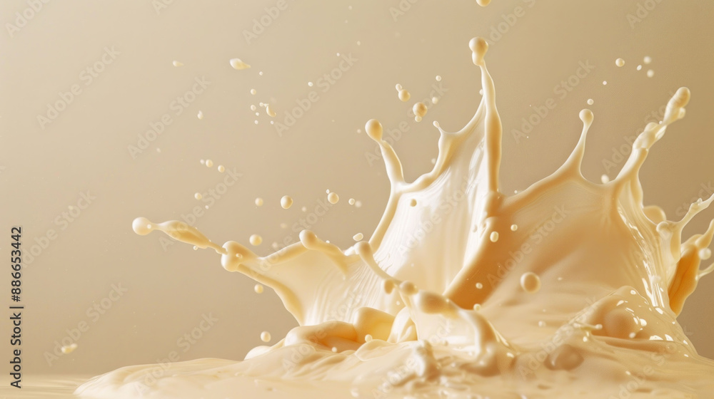 Poster cream splash abstract art on studio backdrop