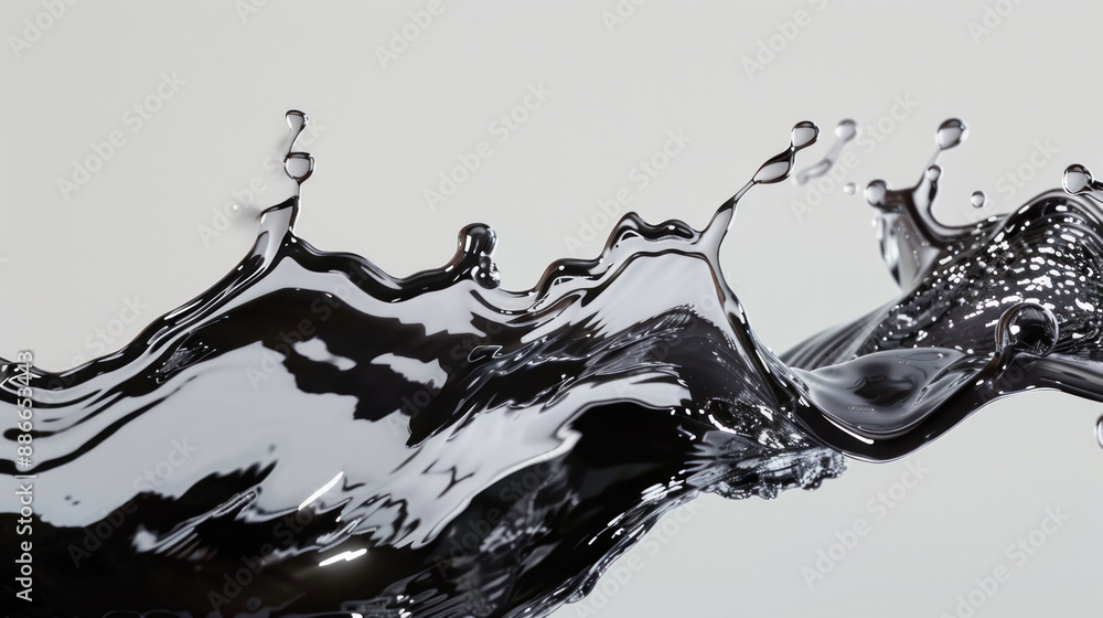 Aufkleber dynamic liquid metal splash freeze frame in studio setting