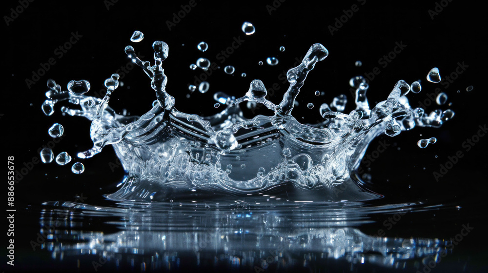 Poster Dynamic Water Splash in High-Speed Capture on Studio Backdrop