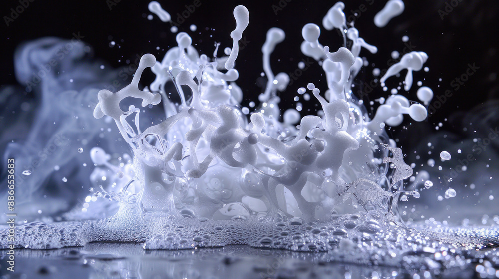 Poster Dynamic Liquid Nitrogen Splash in Studio Isolation - Abstract Patterns and Shapes