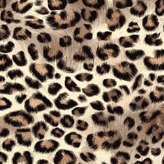 Leopard Skin Texture Pattern Vector. Seamless Animal Wildlife Skin Pattern. Leopard Fur Camouflage Background.