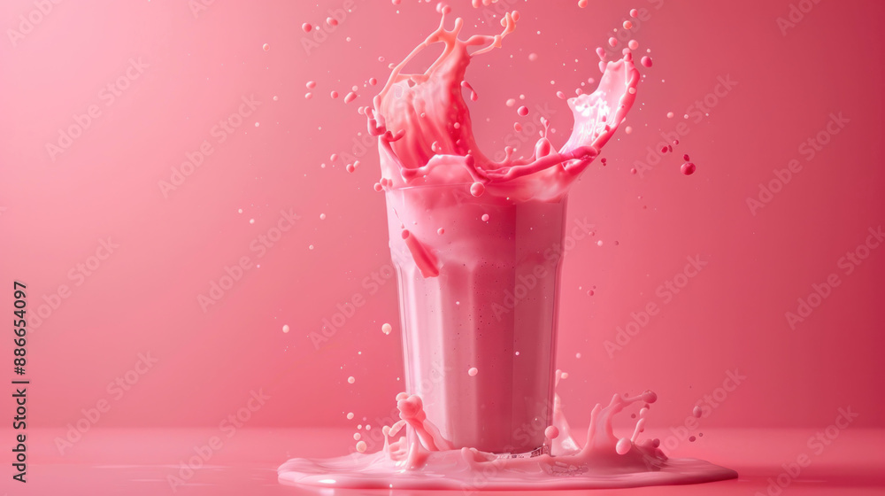 Poster vibrant smoothie splash in motion on studio background