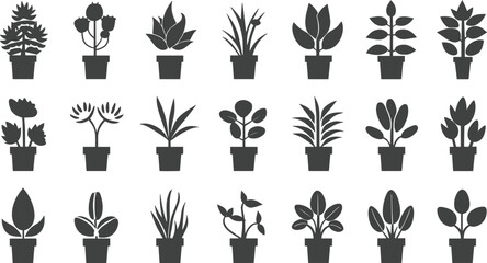  Create some verious  trees  vector set icons silhouettes styel with white background