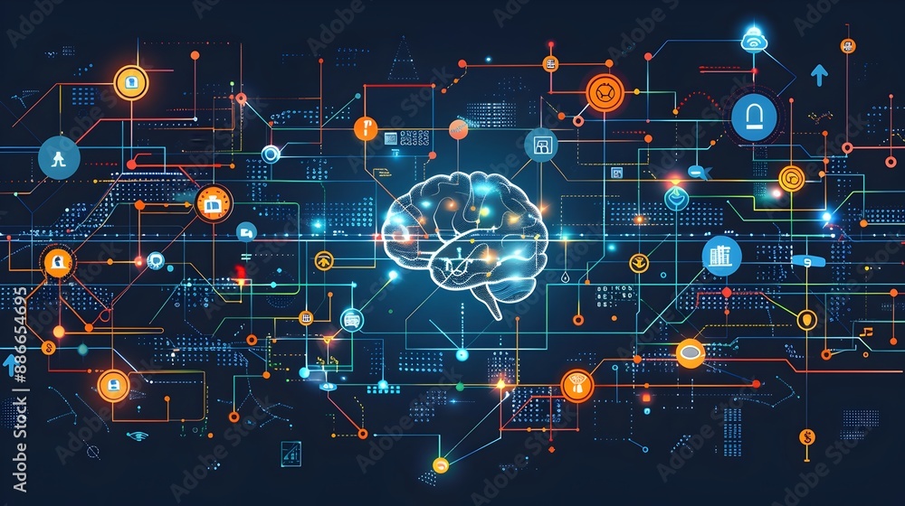 Poster the dynamic infographic of ai s impact on business networking and digital communication