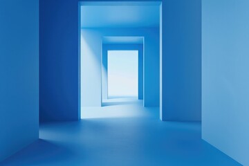 Empty Room with Bright Blue Door