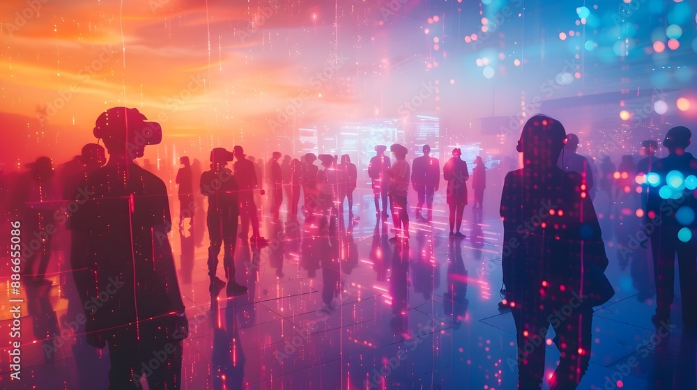 Poster vibrant tech networking event highlighting the future of digital business communication