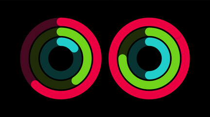 Pie chart set icons. Flat style. Vector icons.