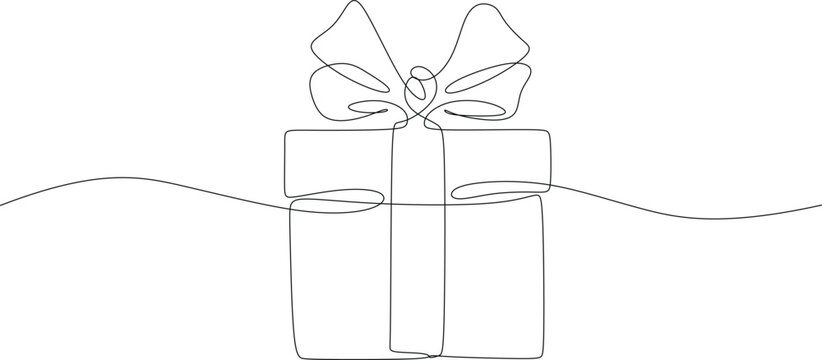 recommend clip art: Gift box for Christmas, birthday or holyday in line art drawing style