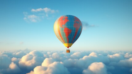 Fototapeta premium A giant inflatable globe balloon floating in the sky