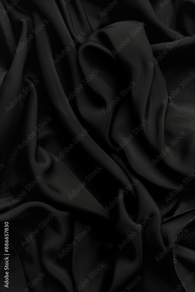 Poster close-up view shows smooth black fabric with slight wrinkles and grid-like pattern in shades of gree