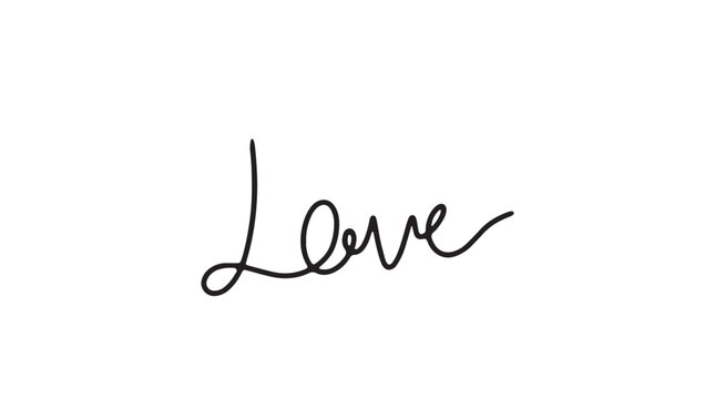 Continuous line drawing word Love. Calligraphy letter text love word wedding background. Vector illustration love concept.