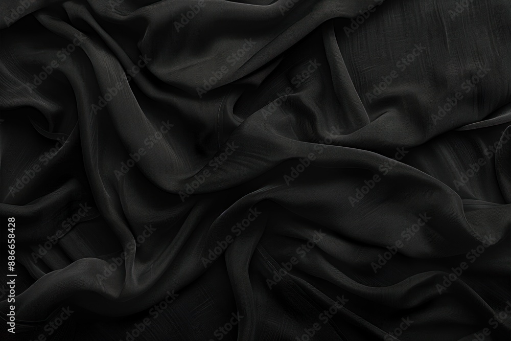 Aufkleber Black fabric texture close-up view smooth surface uniform quality single material type no visible patterns designs intentionally blurred background focus depth image.