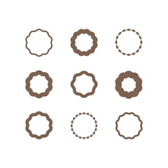 Round logo frame set. Circle line design decorative element. Vector frames for logo packaging, labels, postcards, invitations, social media post.