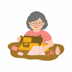 Grandparents Cartoon Style Illustration