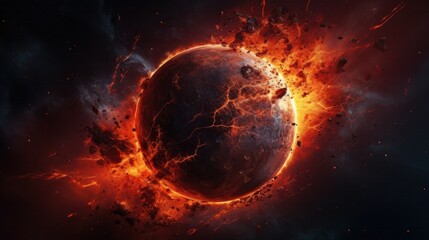 A planet with a surface that is constantly on fire