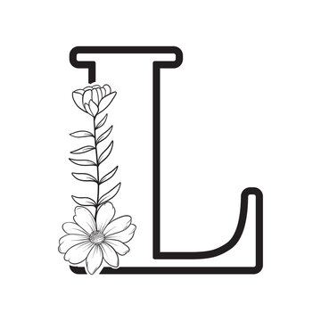 recommend clip art: alphabet letter L with wildflower outline