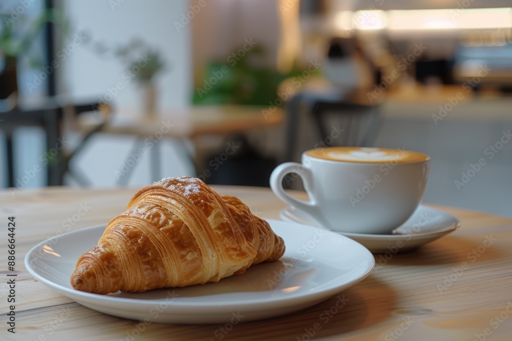 Wall mural Croissant and Coffee