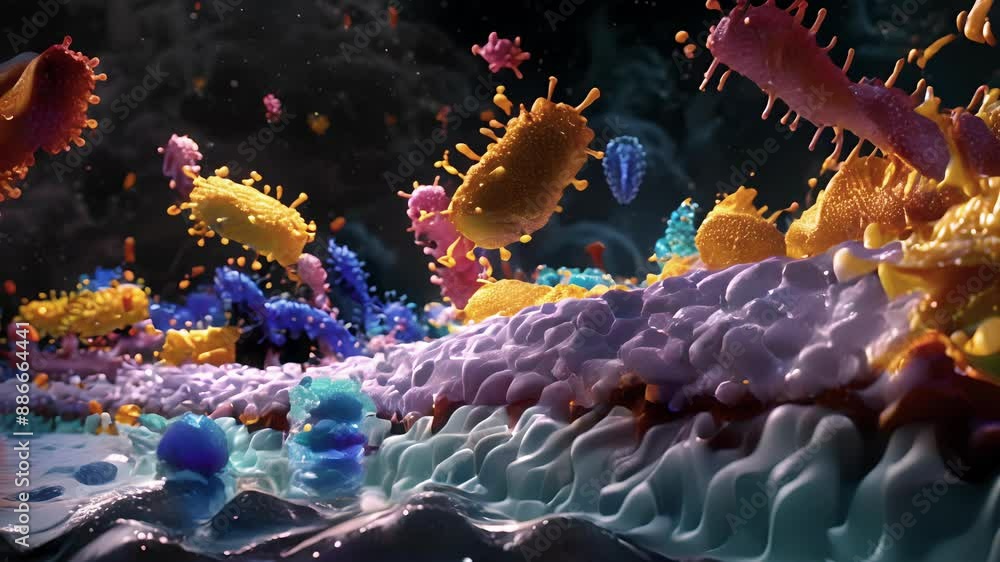 Poster a series of images showing the activation and internalization of a cell membrane receptor upon bindi