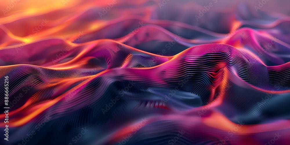Poster a colorful, abstract image of a wave with a purple and blue hue. the image is a representation of th