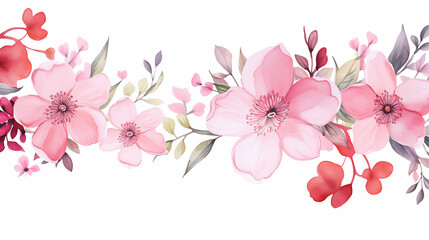 cute and beautiful pink flowers, white background