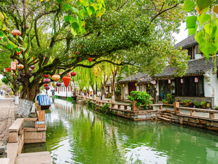 Zhouzhuang, China - December 3 2023 : Historical center in fall, HDR Image