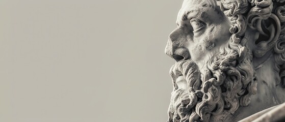Banner with Ancient Philosopher Sideward Face Closeup: Copy Space for Custom Writings and Text