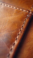 Close-Up of Leather Wallet with Detailed Stitching in Natural Lighting for Design Insight
