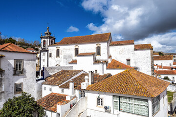 Fototapeta premium View of Obidos with renaissance Church of Saint Mary, Santa Maria at Obidos, Portugal