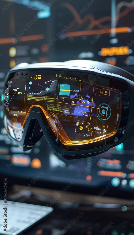 Aufkleber ar headset display with interactive training interface and digital overlays for technology and educa