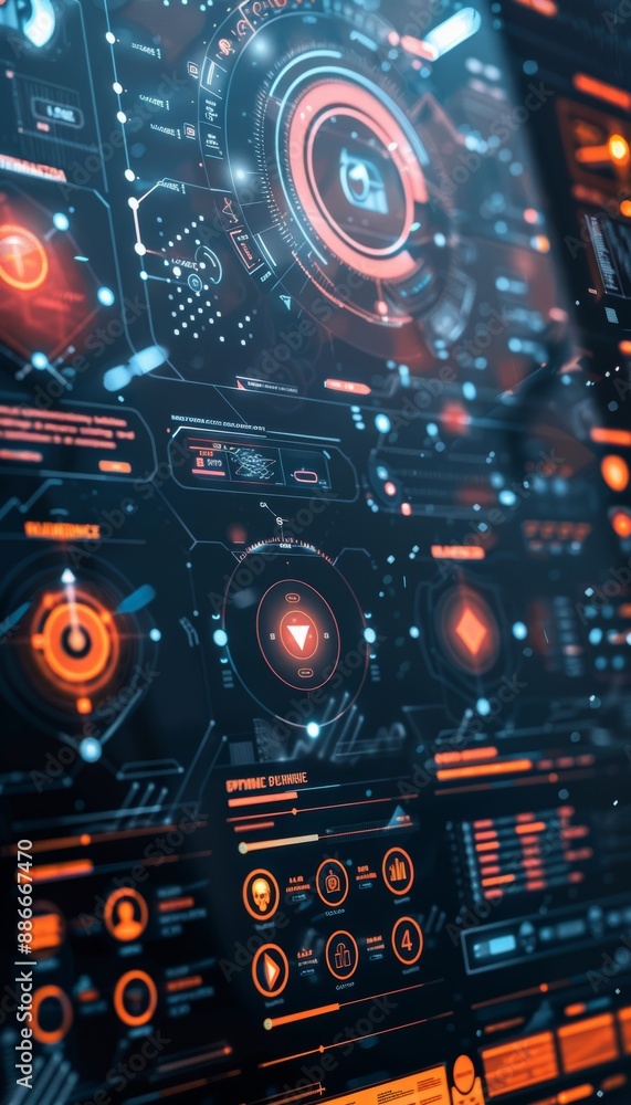 Poster high-tech ai interface with interactive training modules and personalized recommendations