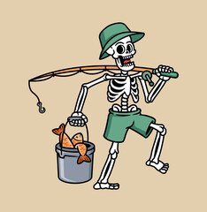 Angler skull carrying fish illustration