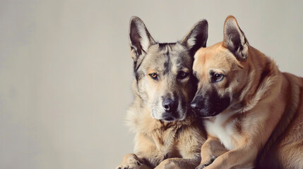 Perros Juntos en Un Momento de Ternura con espacio para publicidad.
