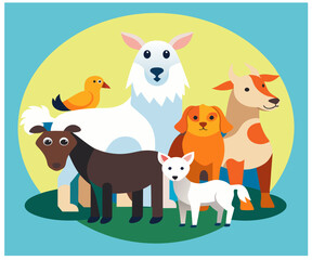 Set of  outline icons related to domesticated animals. Linear icon collection. Editable stroke. Vector illustration