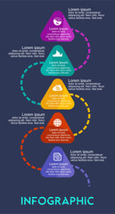 Infographic Template: Connected Rounded Triangles Leading Sequentially