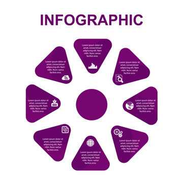 Round Infographic Template: Eight Rounded Triangles Arranged in a Circular Design