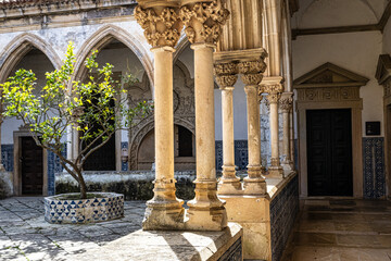 Main cloister of the Monastery of the Order of Christ, Convento de Cristo in Tomar, Portugal.
