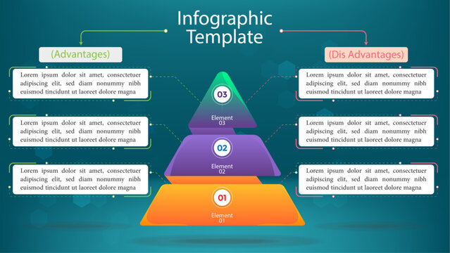 Pyramid Infographic Template: Comparing Two Related Concepts with a Multi-Stage Design