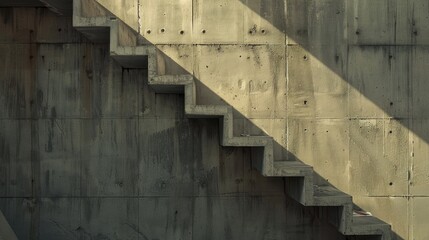 Ascending indoors on a concrete staircase