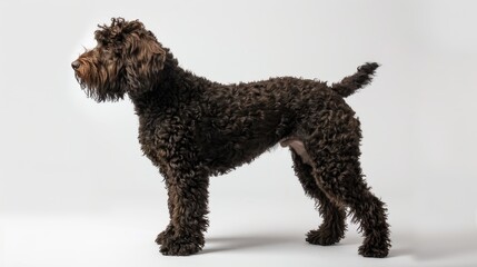 Barbet dog portrait with white background for cutout