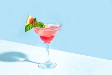 Margarita cocktail drink with watermelon and ice