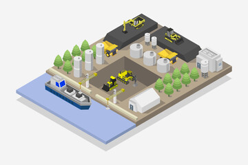 Coal ship unloading isometric