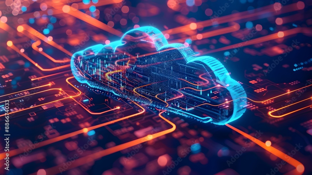Poster detailed cloud flowchart visualizing the path to seamless digital transformation