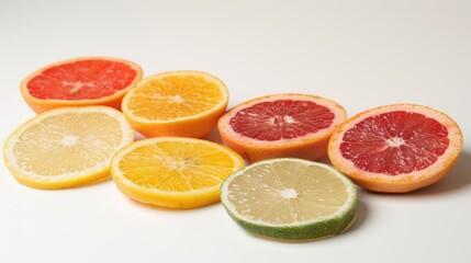 Citrus slices on white background