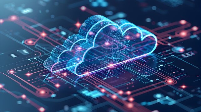 Intricate Hybrid Cloud Architecture Visualization Showcasing Integrated Public and Private Cloud Services
